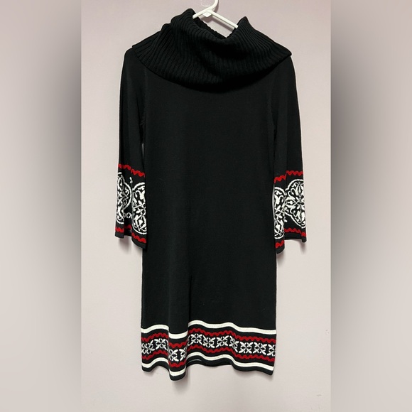 SWEATER Dress COWL Neck GEOMETRIC Design - Picture 12 of 13